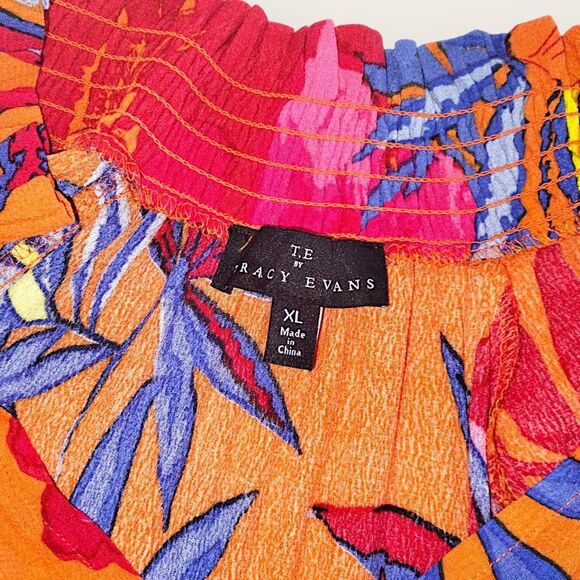 Tracy Evans Womens‎ Top Sz XL V-Neck Long Sleeve Blouse Floral Tropical Resort - Picture 6 of 16